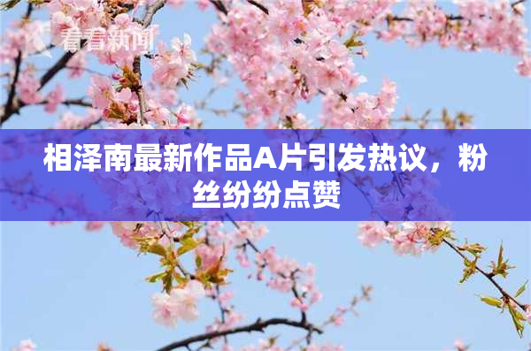 相泽南最新作品A片引发热议，粉丝纷纷点赞