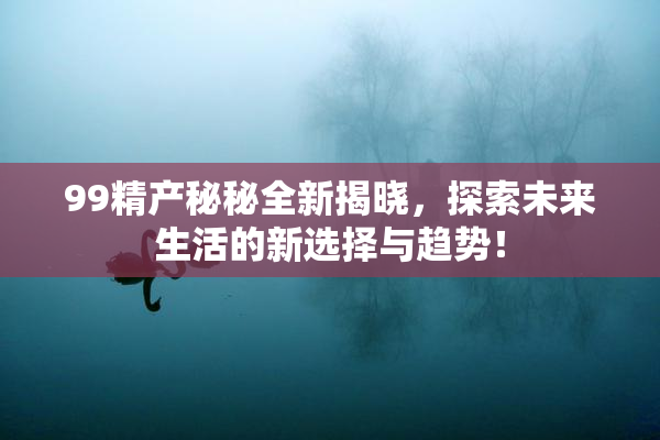 99精产秘秘全新揭晓，探索未来生活的新选择与趋势！