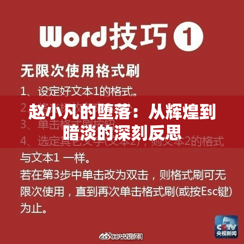 赵小凡的堕落：从辉煌到暗淡的深刻反思