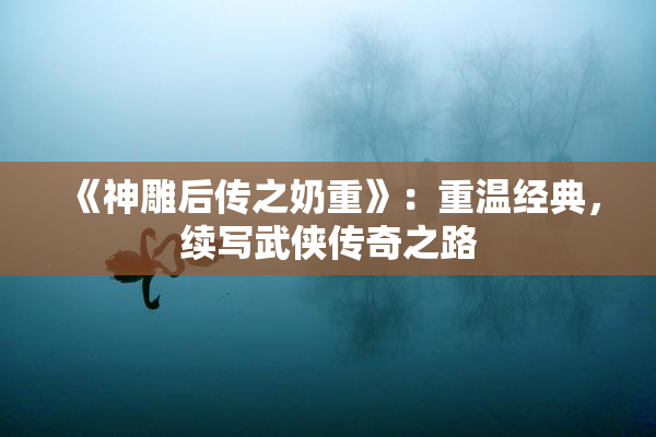 《神雕后传之奶重》：重温经典，续写武侠传奇之路