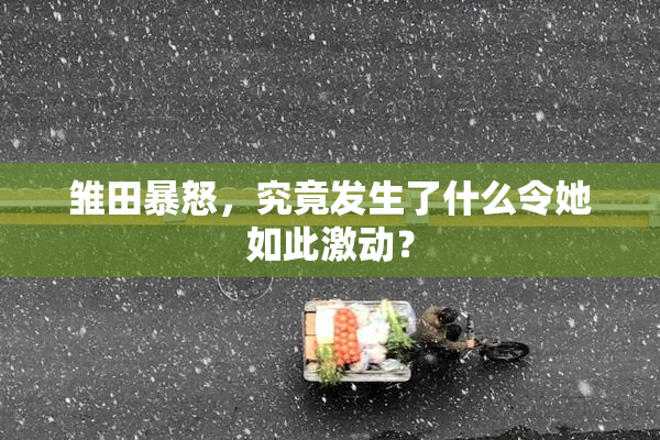雏田暴怒，究竟发生了什么令她如此激动？