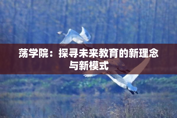 荡学院：探寻未来教育的新理念与新模式