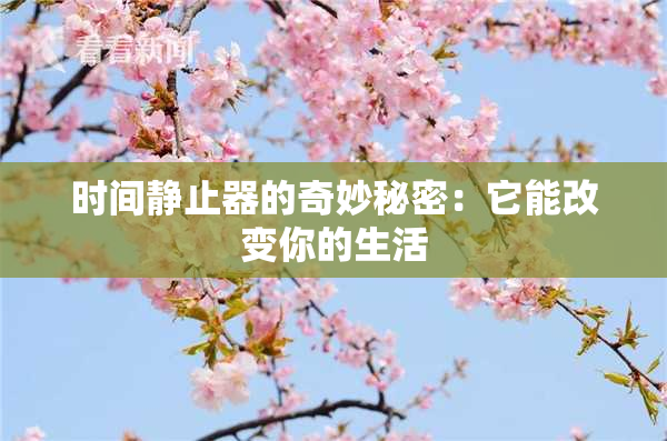 时间静止器的奇妙秘密：它能改变你的生活