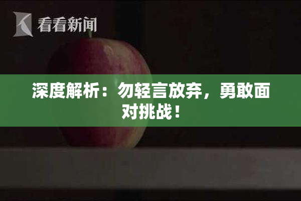 深度解析：勿轻言放弃，勇敢面对挑战！