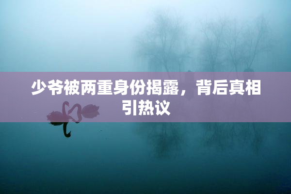 少爷被两重身份揭露，背后真相引热议