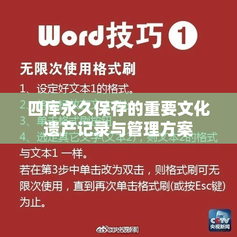 四库永久保存的重要文化遗产记录与管理方案